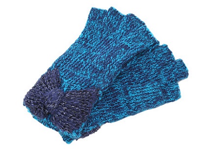 Betsey Johnson Bow Nanza Fingerless Blue gloves-ishops
